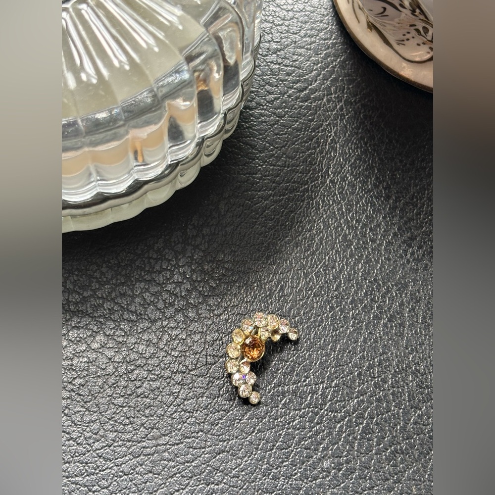 Elegant Gold and Silver Crescent Brooch